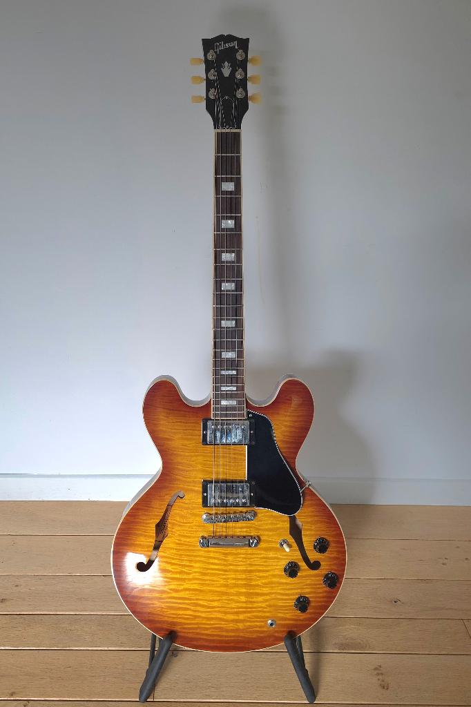 Gibson ES-335 Figured Ice Tea Burst, Muziek en Instrumenten, Ophalen of Verzenden, Zo goed als nieuw, Semi-solid body, Gibson