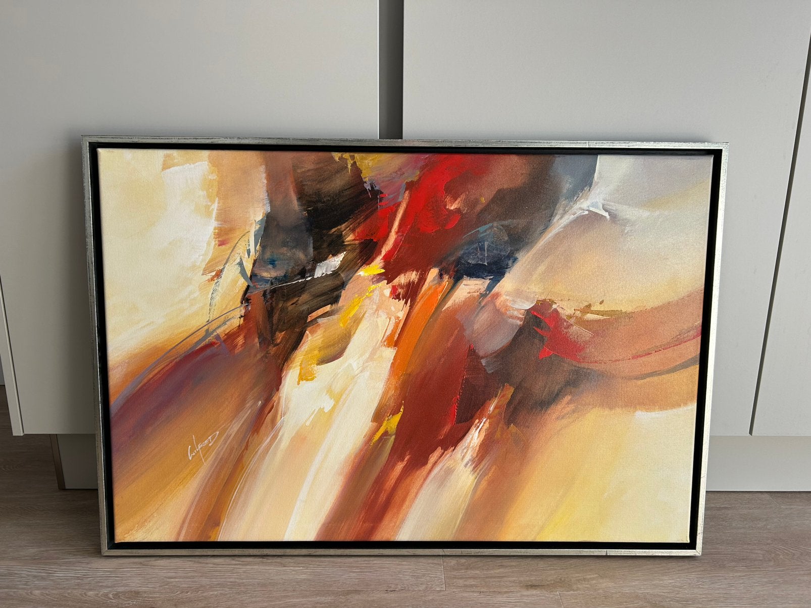 Wilfred lang schilderij icl lijst, Antiek en Kunst, Kunst | Schilderijen | Abstract, Ophalen of Verzenden