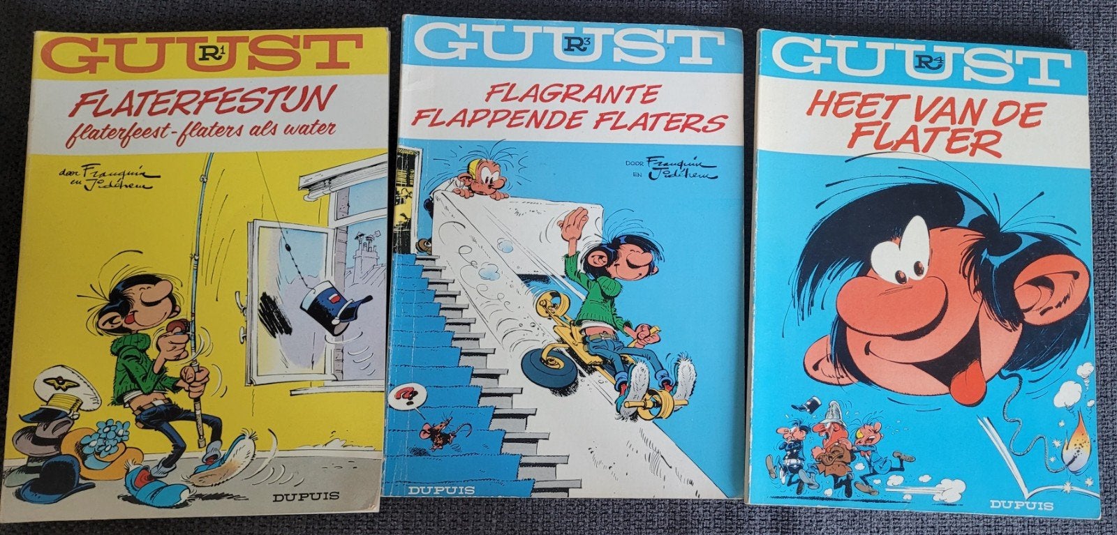 Vintage stripboeken - Guust - R.1, 3 en 4, Meerdere stripboeken, Ophalen of Verzenden, Gelezen, Franquin