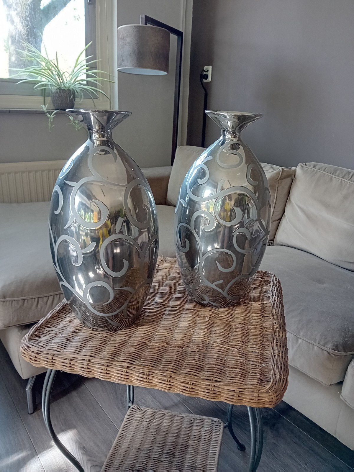 Mooie grote zilveren vazen 2 stuks, Huis en Inrichting, Ophalen, Gebruikt, Zilver, 40 cm