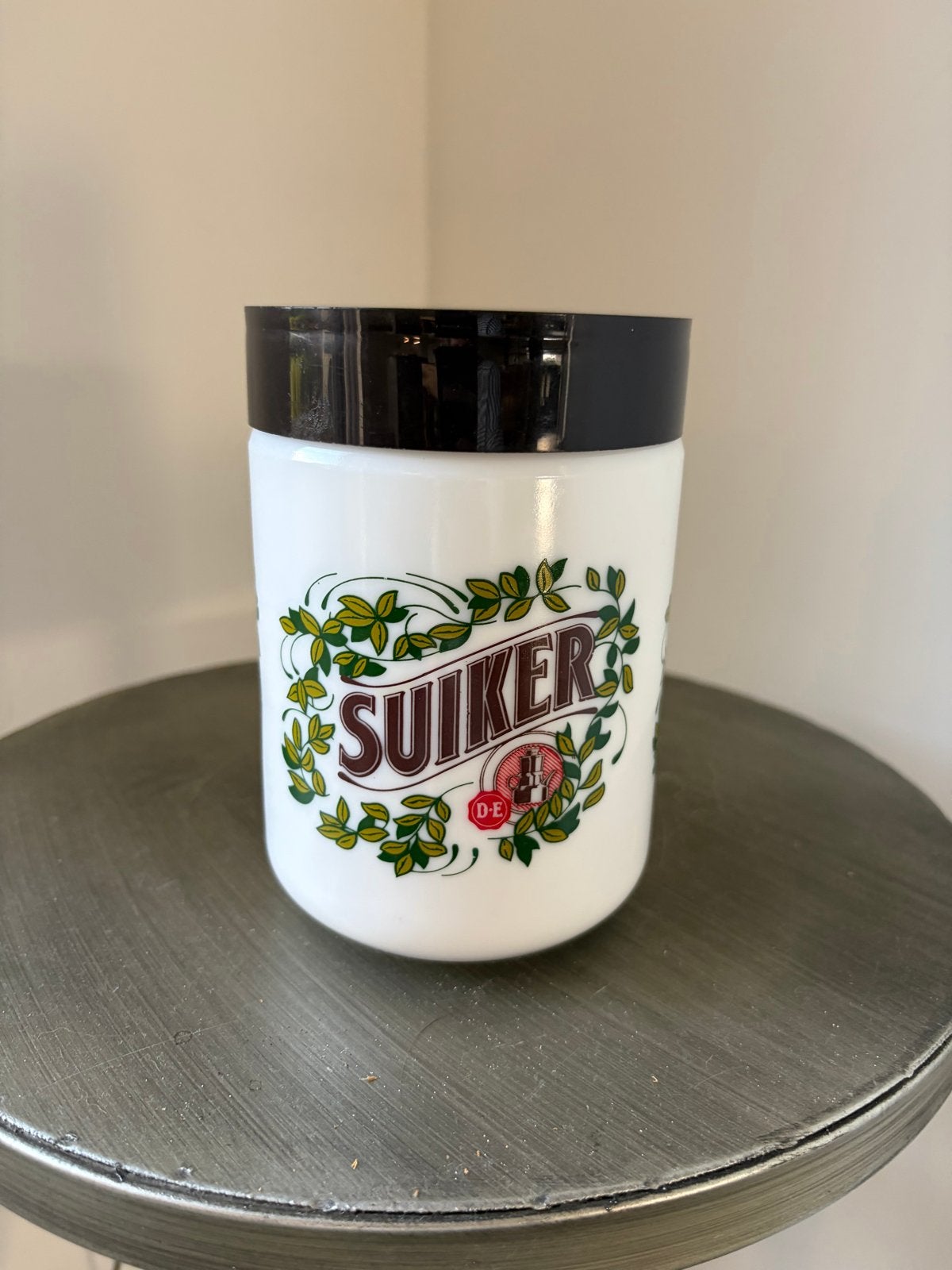 Vintage Douwe Egberts Suiker Voorraadpot Melkglas Jaren 70, Ophalen of Verzenden