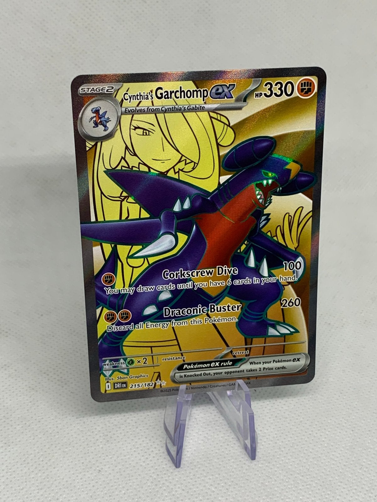 Cynthia's Garchomp EX 215/182 - Pokémon Kaart, Ophalen of Verzenden, Zo goed als nieuw, Losse kaart