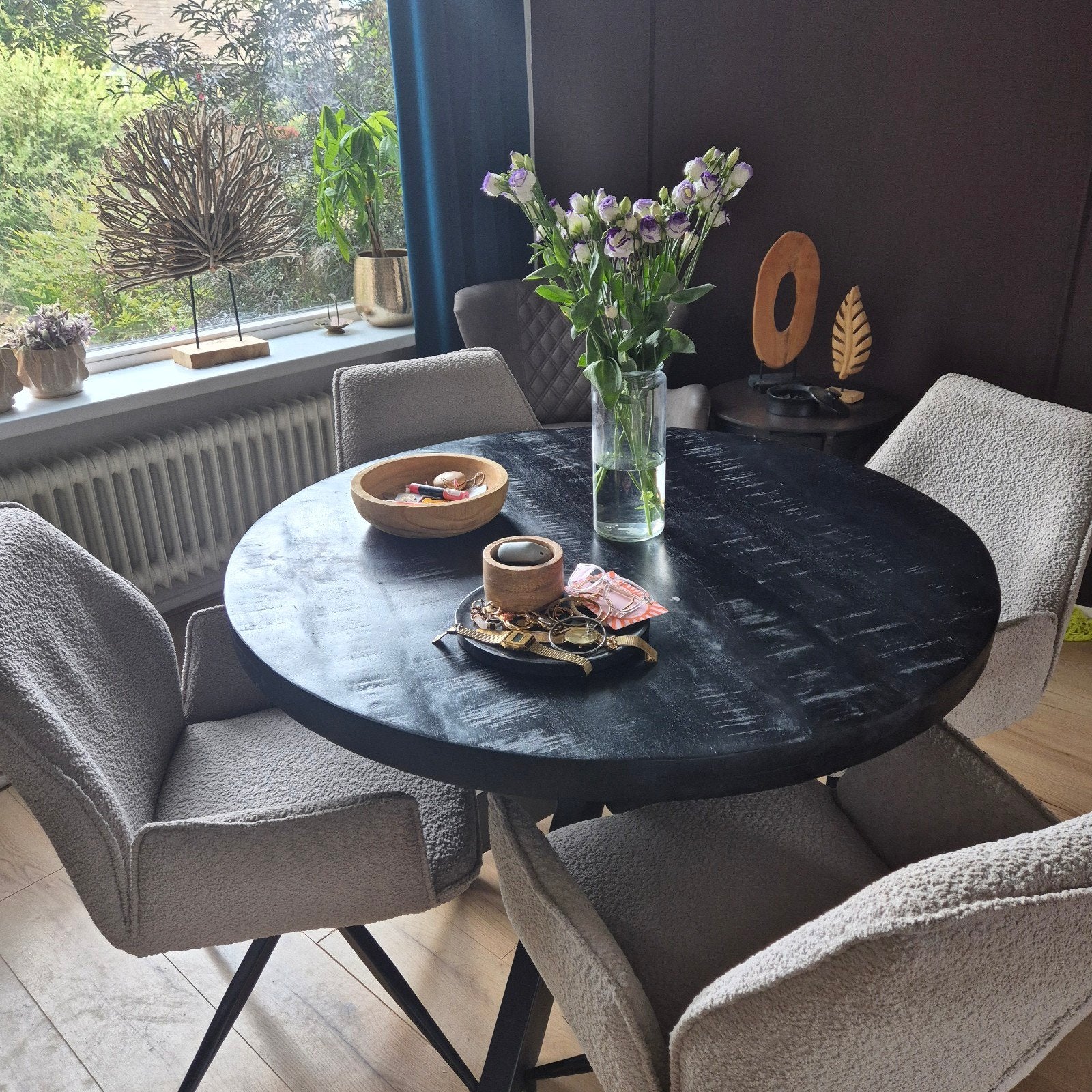 Ronde eettafel zwart, diameter 110cm, Huis en Inrichting, Tafels | Eettafels, Ophalen, Rond, Vier personen, 100 tot 150 cm