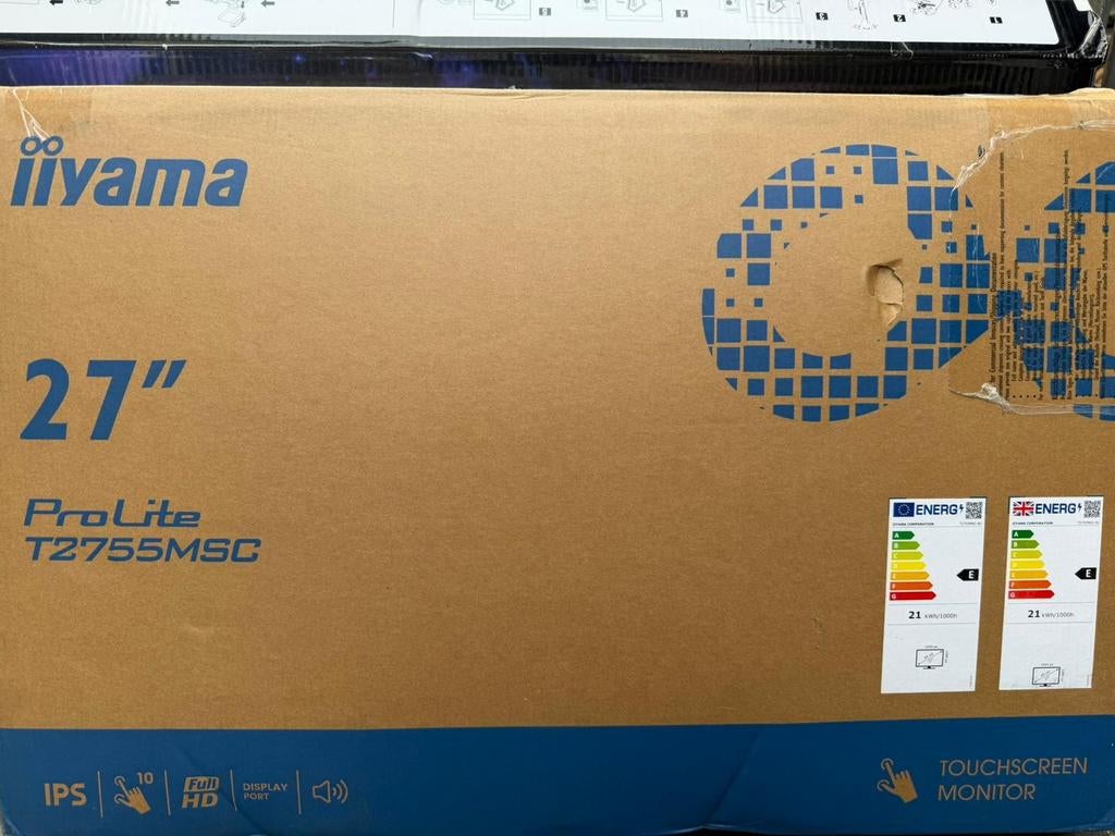 iiyama ProLite T2755MSC-B1 27" Full HD Touchscreen Monitor, Gebruikt, Iiyama, HDMI, Full HD