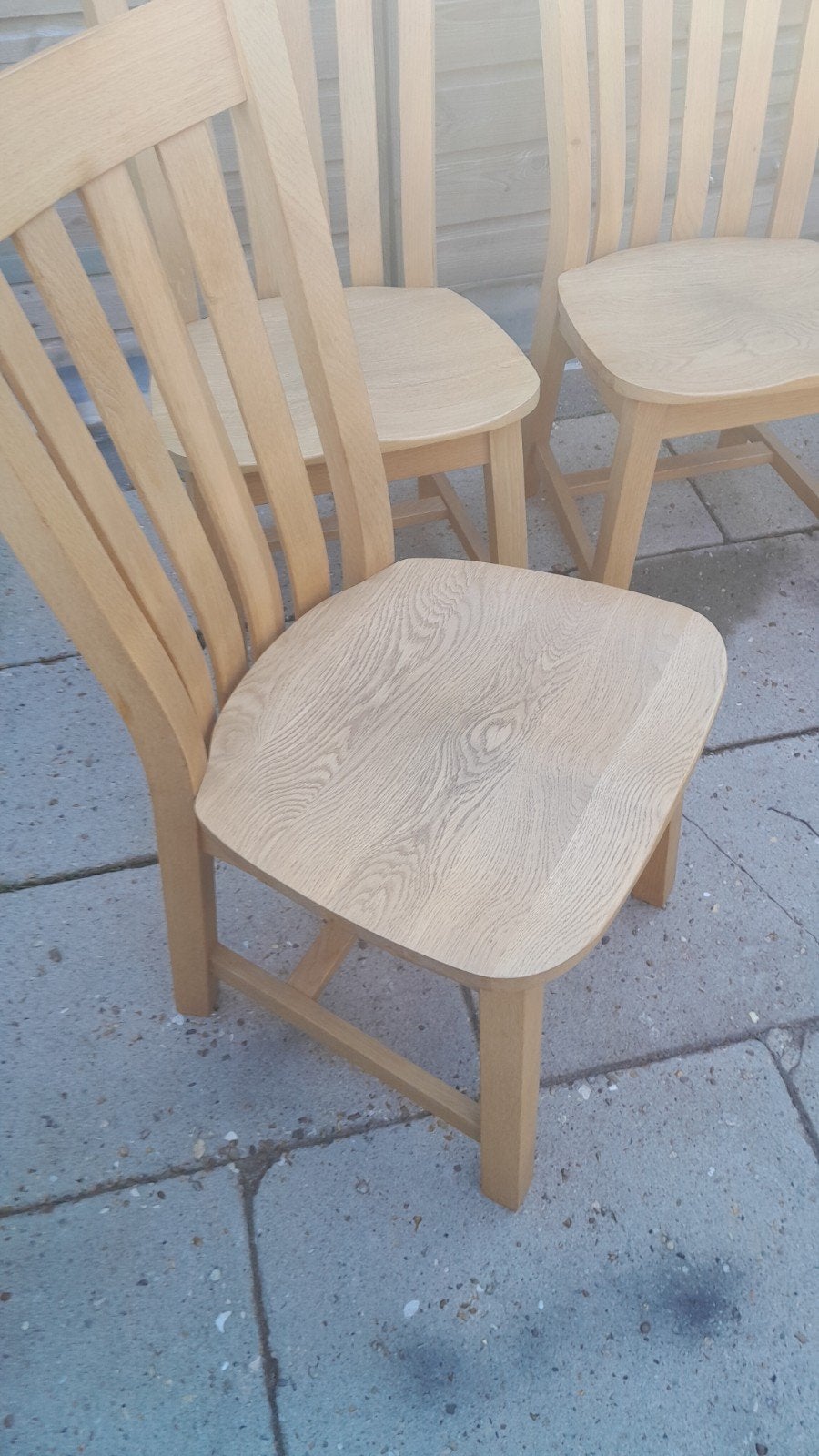 4 blanke eiken eetkamer stoelen