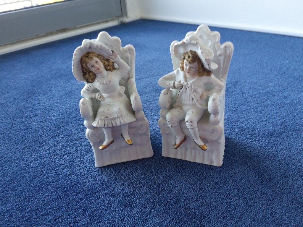 Stel oude biscuit beeldjes ca.15x8x7cm, Antiek en Kunst, Ophalen