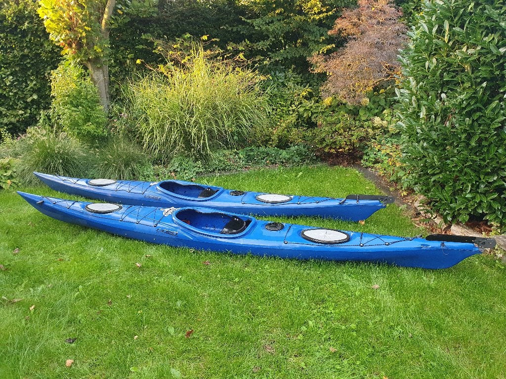2x Freedom 505 toer-/zee kajak + roer & complete accessoires, Watersport en Boten, Ophalen, Zo goed als nieuw, 1-persoons