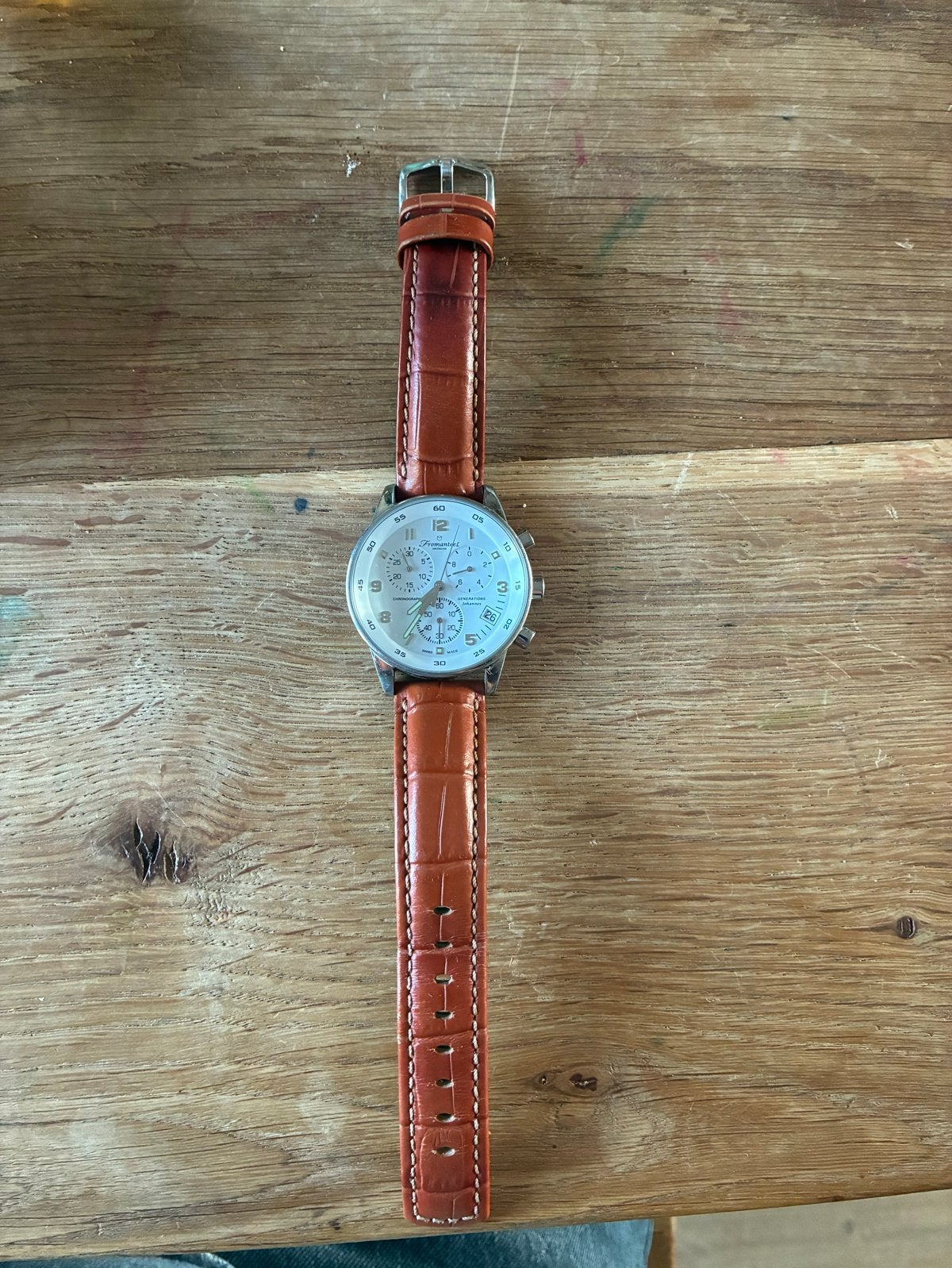 Fromanteel horloge met Leren Bandje, Ophalen of Verzenden, Zo goed als nieuw, Leer, Overige merken