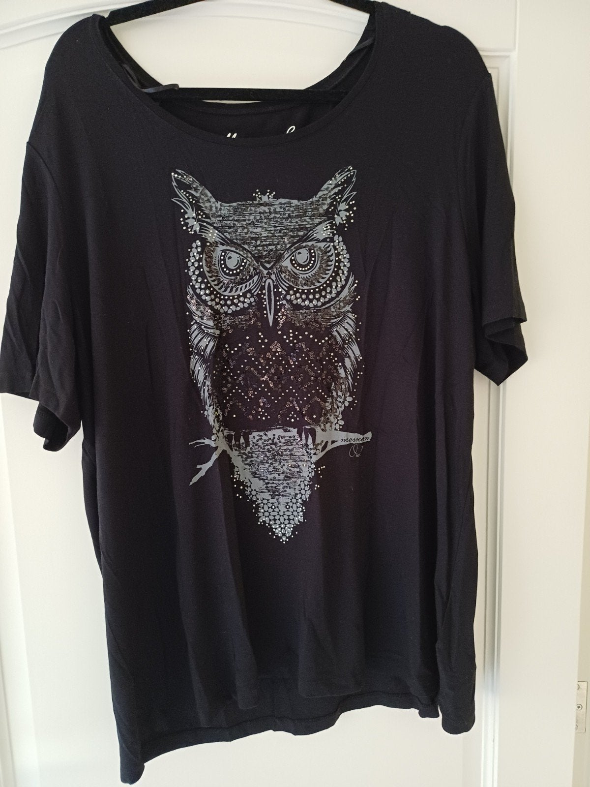Zwart T-shirt met uilprint en pailletten, Canda (XXL), Zwart, Maat 46/48 (XL) of groter, Ophalen of Verzenden, Zo goed als nieuw