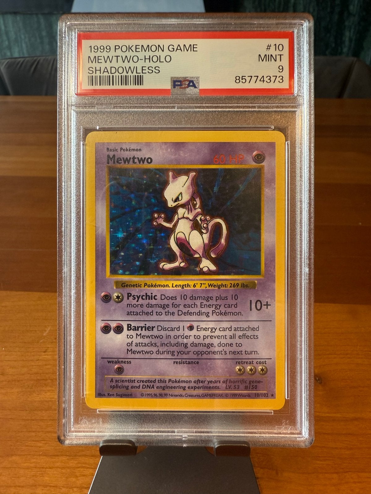 Mewtwo (Shadowless) #10 - Base Set (1999) - PSA 9, Ophalen of Verzenden, Zo goed als nieuw, Losse kaart