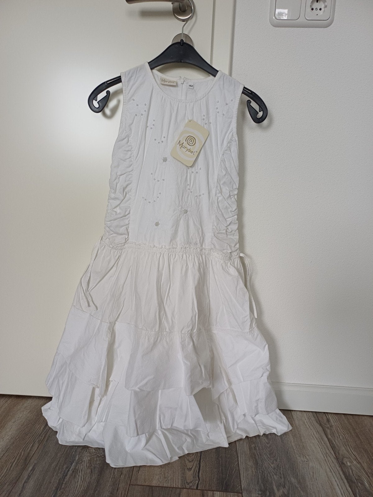 Witte communie/doopjurk maat 152 met pareltjes, Meisje, Nieuw, Ophalen of Verzenden, Marybel