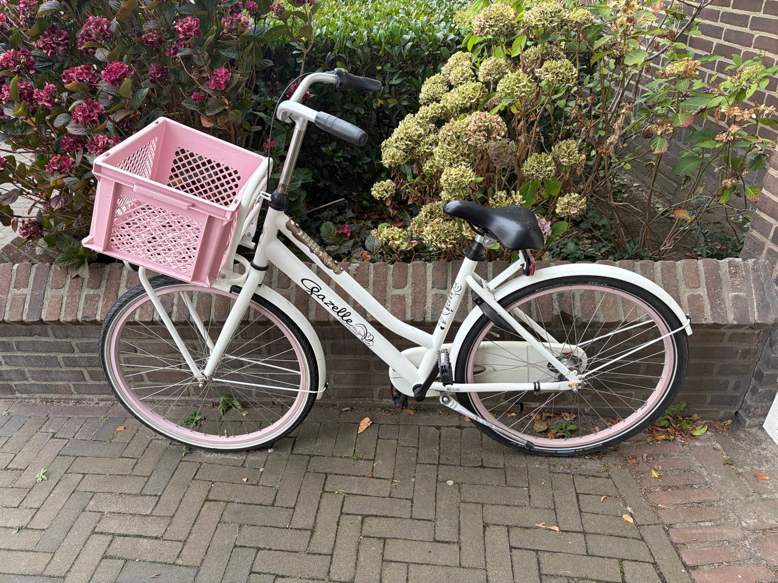 Witte Miss Grace, 26 inch, Gazelle fiets (incl mandje), Ophalen, Terugtraprem, Gebruikt, Versnellingen