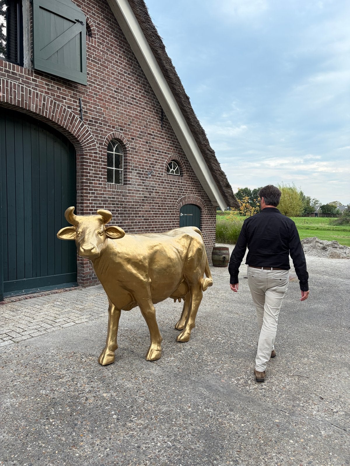 Gouden Koe Beeld - 1.30m hoog, 2m lang, Ophalen, Zoogdier, 1 meter - 2 meter, Overige materialen