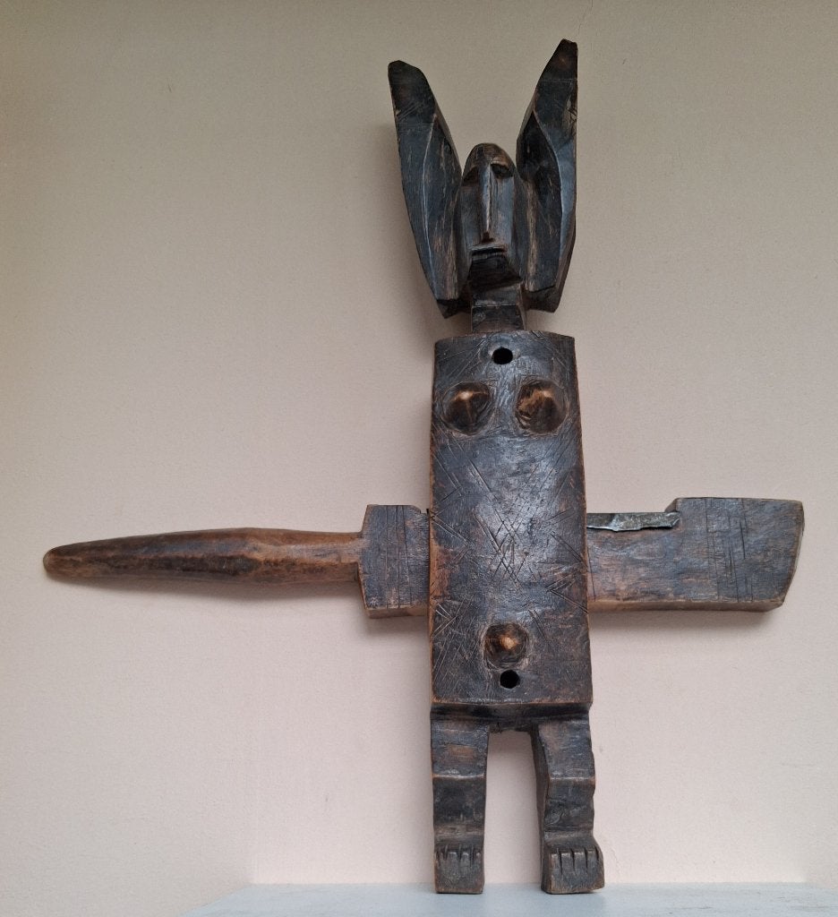 Bambara tribaal slot etnografica Mali gn dogon baule fang, Bruin, Afrika, 70 cm, Ophalen of Verzenden