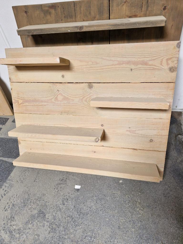 muurbord van steigerhout, Ophalen, 99 cm, Hout, 82 cm