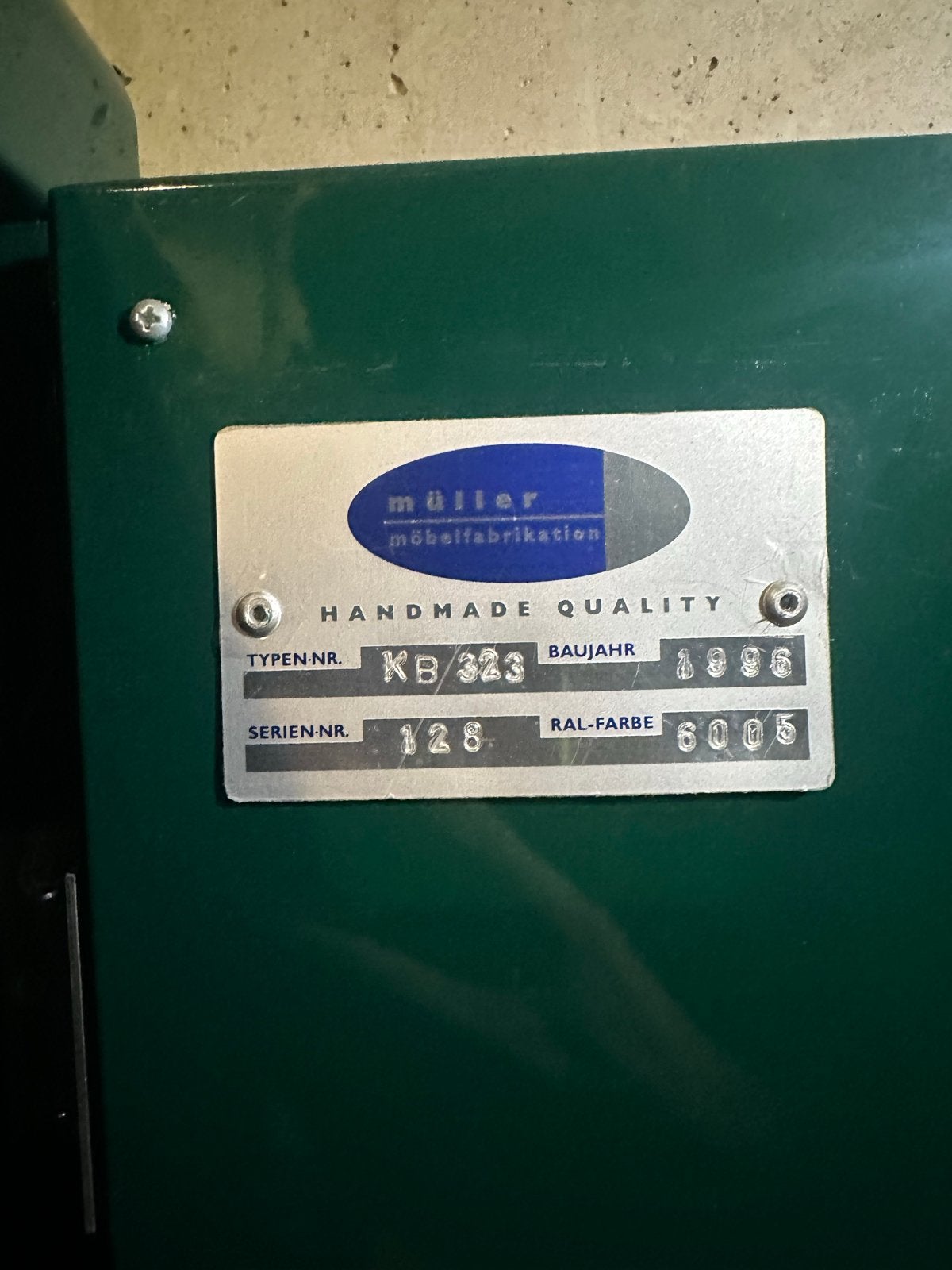 Müller Möbel Fabrikation Kast - KB/323, RAL 6005, 1996, Ophalen of Verzenden, Gebruikt