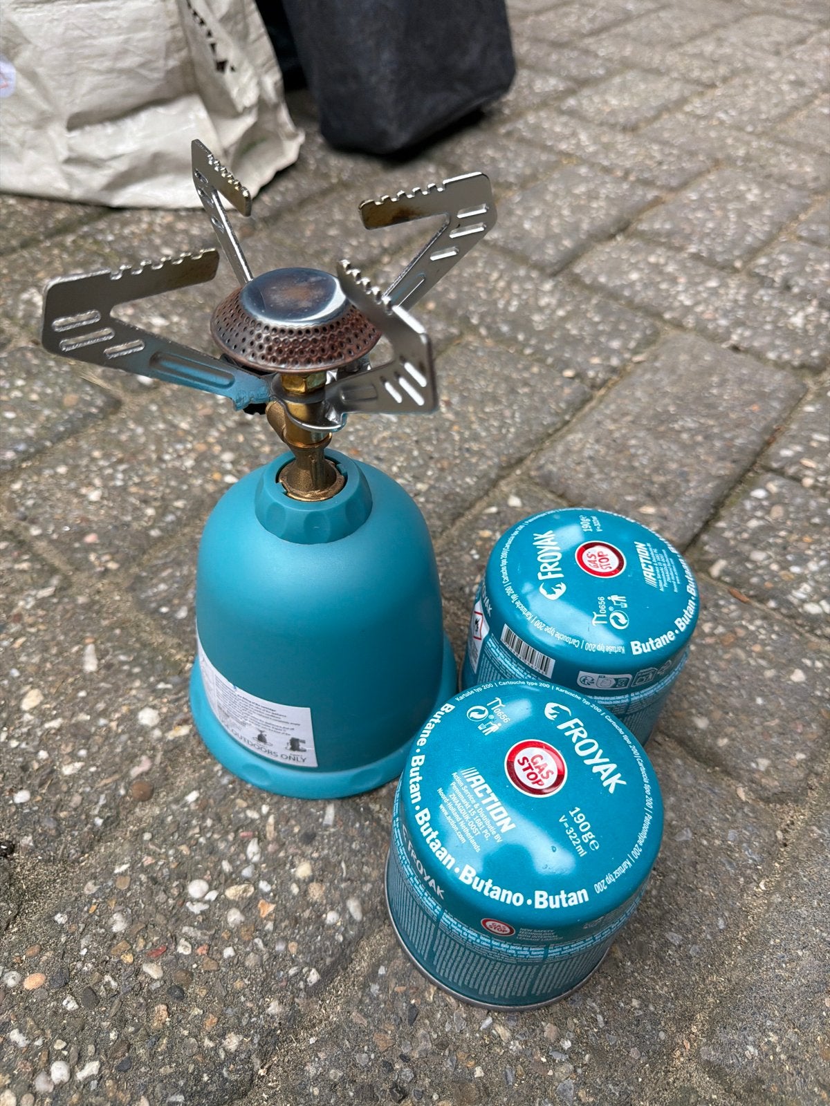 Eenpit gasbrander met 3 gasflesjes, Ophalen, Gebruikt