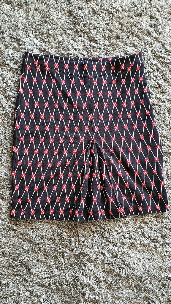 King Louie Retro Rok Zwart Rood S, Kleding | Dames, Rokken, Ophalen of Verzenden, Zo goed als nieuw, Maat 36 (S), Boven de knie