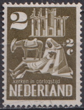 Kerken in oorlogstijd No.556 O.  ADV. no.54 M., Postzegels en Munten, Verzenden, Na 1940, Gestempeld