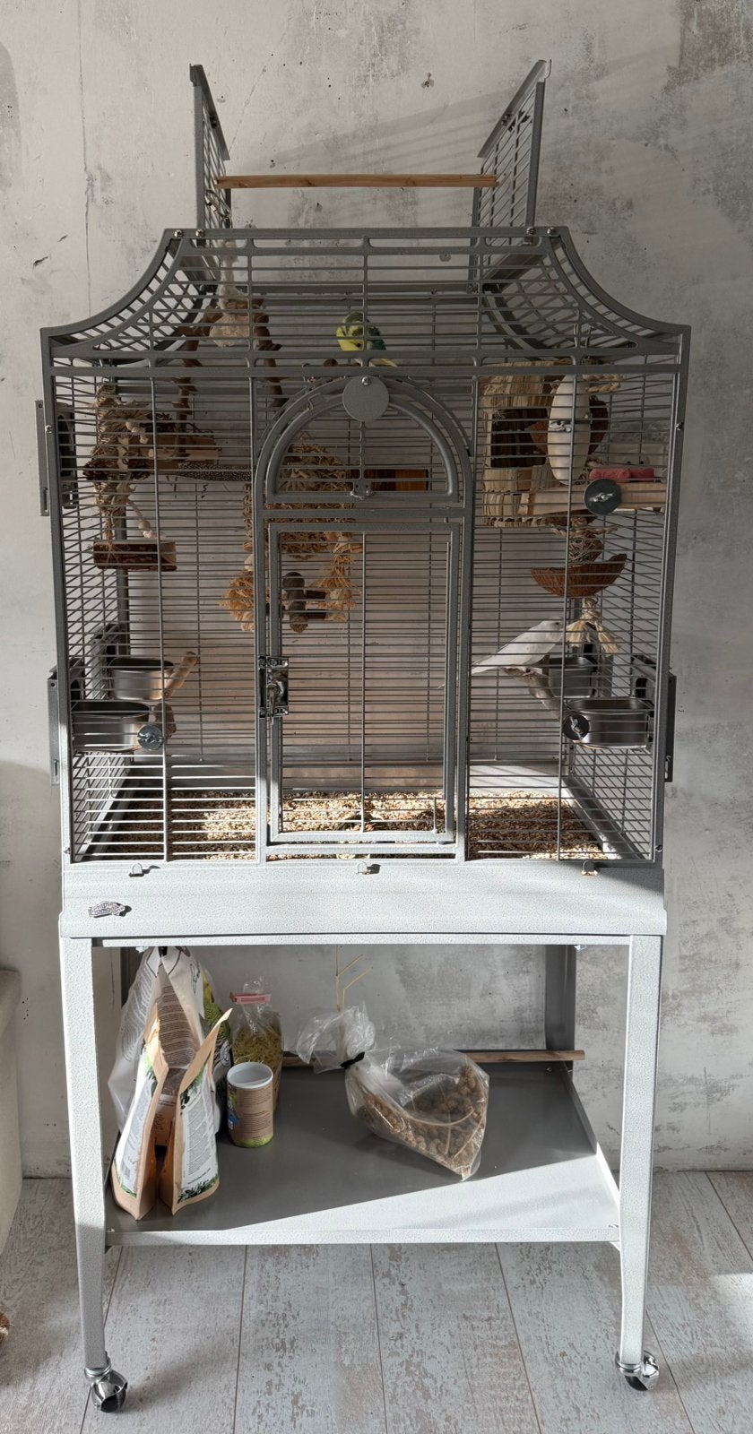 Montana Madeira vogelkooi met toebehoren en speelplateau, Ophalen, Zo goed als nieuw, Metaal, Vogelkooi