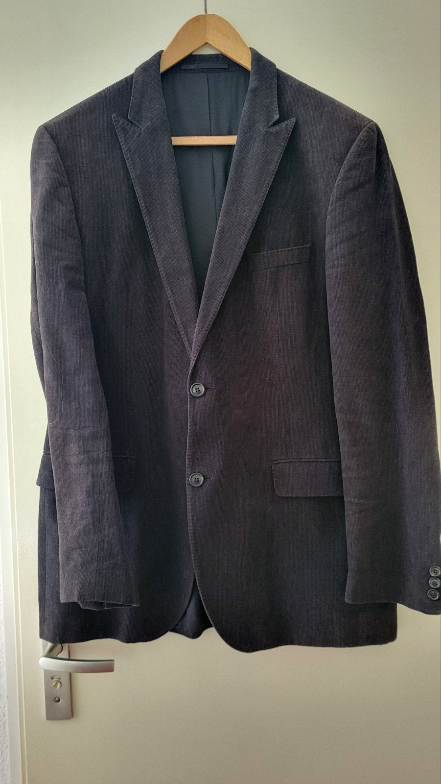 Hugo Boss - BOSS Blazer Corduroy - Antraciet Grijs - Maat L, Kleding | Heren, Ophalen, Zo goed als nieuw, Maat 52/54 (L), Grijs