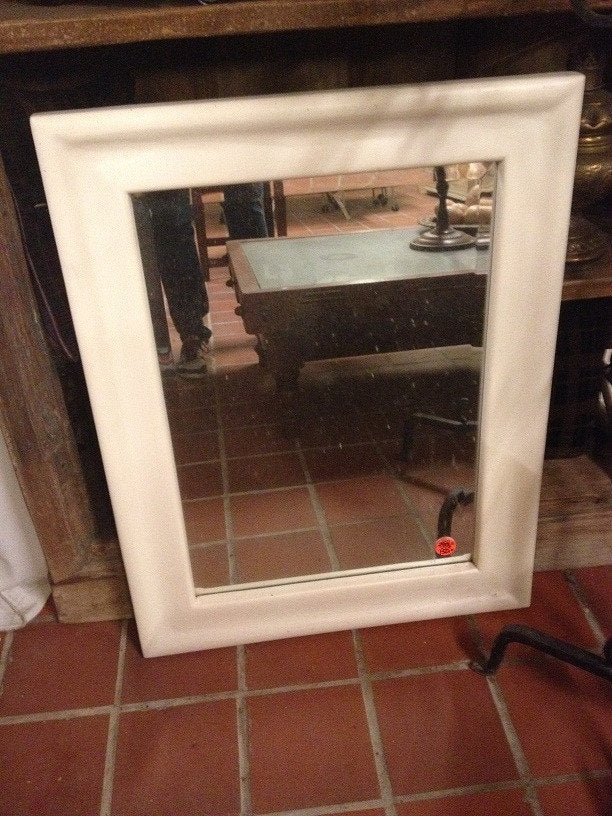 Nieuwe spiegel roomwitte lijst facetgeslepen glas flamant, Ophalen, Wilms, Nieuw, 75 tot 100 cm