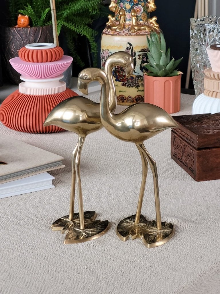 Messing flamingo's, Verzamelen, Beelden en Beeldjes, Ophalen of Verzenden, Gebruikt, Dier