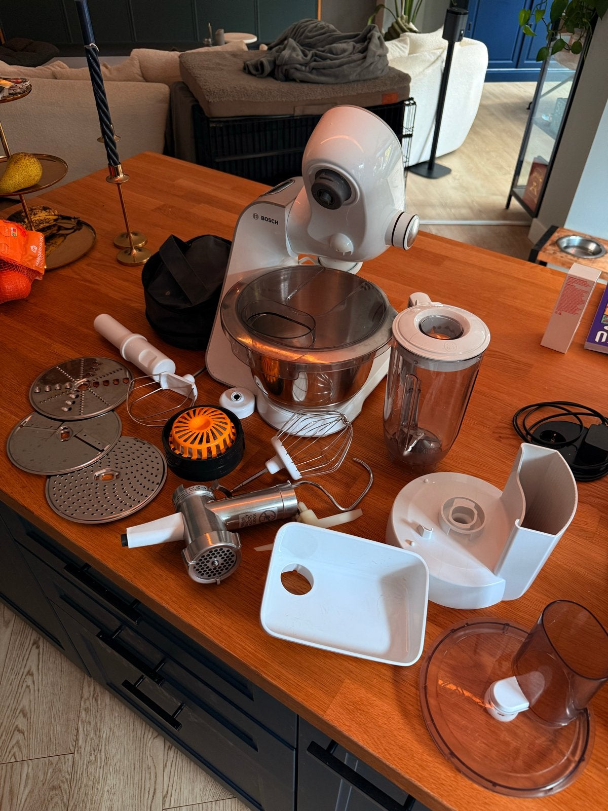 Bosch MUM5 keukenmachine met veel accessoires, Gebruikt, Ophalen of Verzenden, Vaatwasserbestendig, 3 snelheden of meer