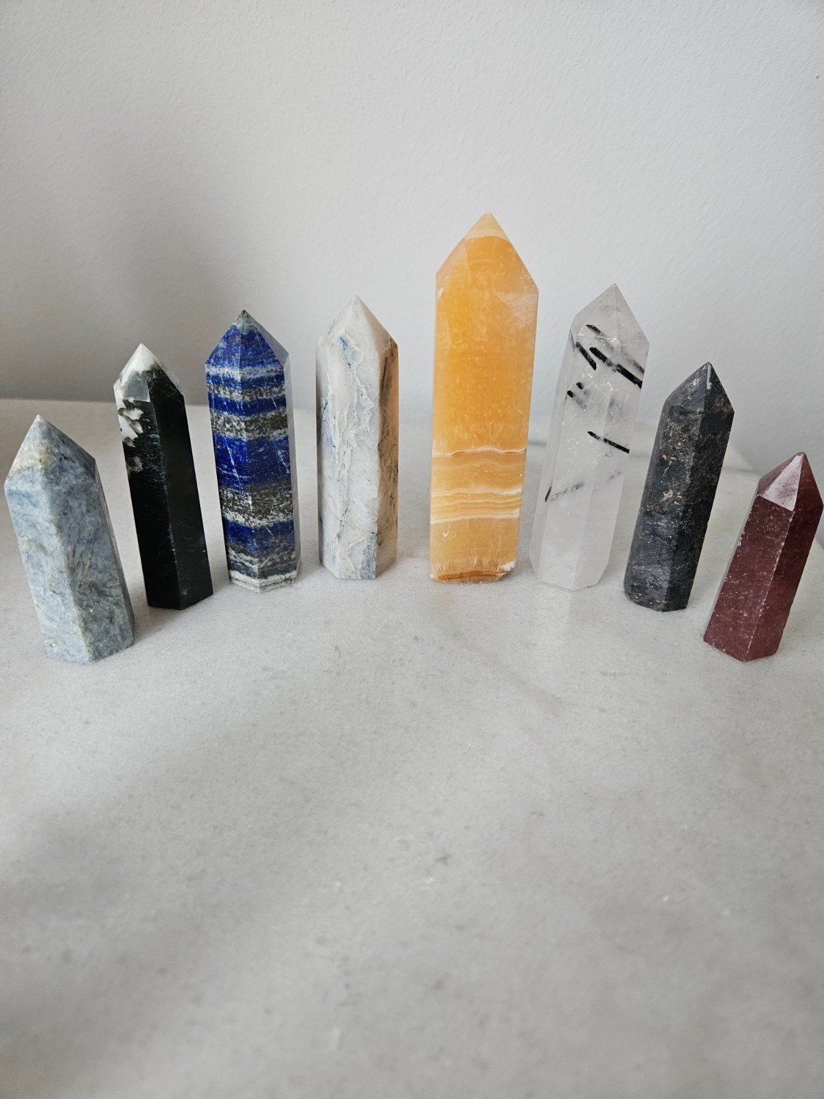 Set van 8 Halfedelstenen torens, Ophalen of Verzenden, Mineraal