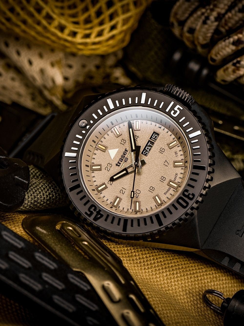 Traser P69 Black Stealth Sand • Nieuw • Tritium • Swiss made, Overige merken, Staal, Polshorloge, Nieuw