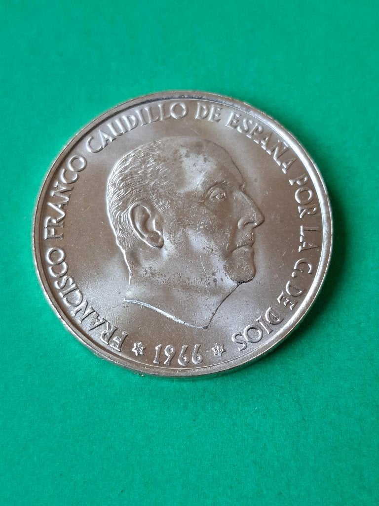 1966 Spanje 100 pesetas in zilver Franco, Verzenden, Overige landen, Losse munt, Zilver