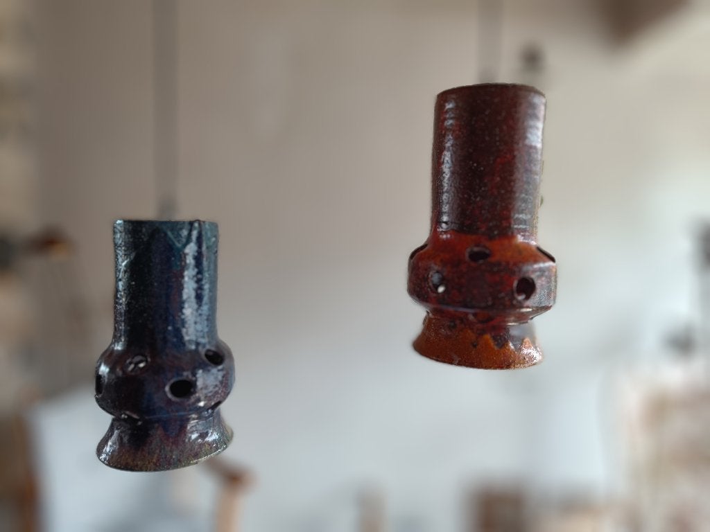 Vintage jaren 70 hanglamp keramiek, Ophalen of Verzenden, Gebruikt, Keramiek, E14 (klein)