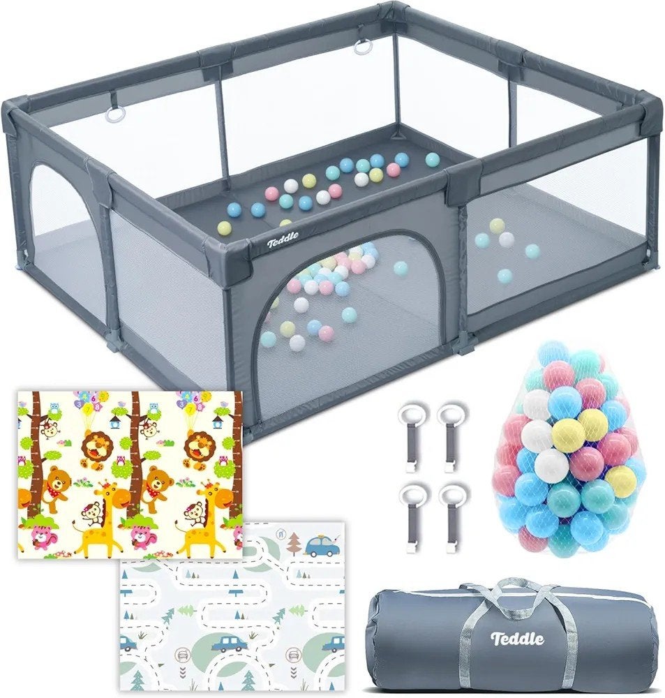 Teddle grondbox XL - speelruimte voor binnen en buiten, Kinderen en Baby's, Boxen, Ophalen, Nieuw, Rechthoekig, Boxkleed
