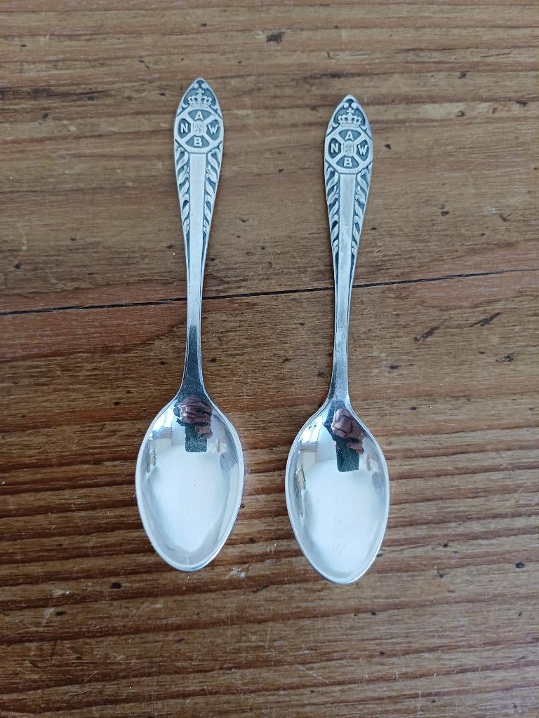 2 Verzilverde theelepels ANWB, Antiek en Kunst, Antiek | Bestek, Verzenden