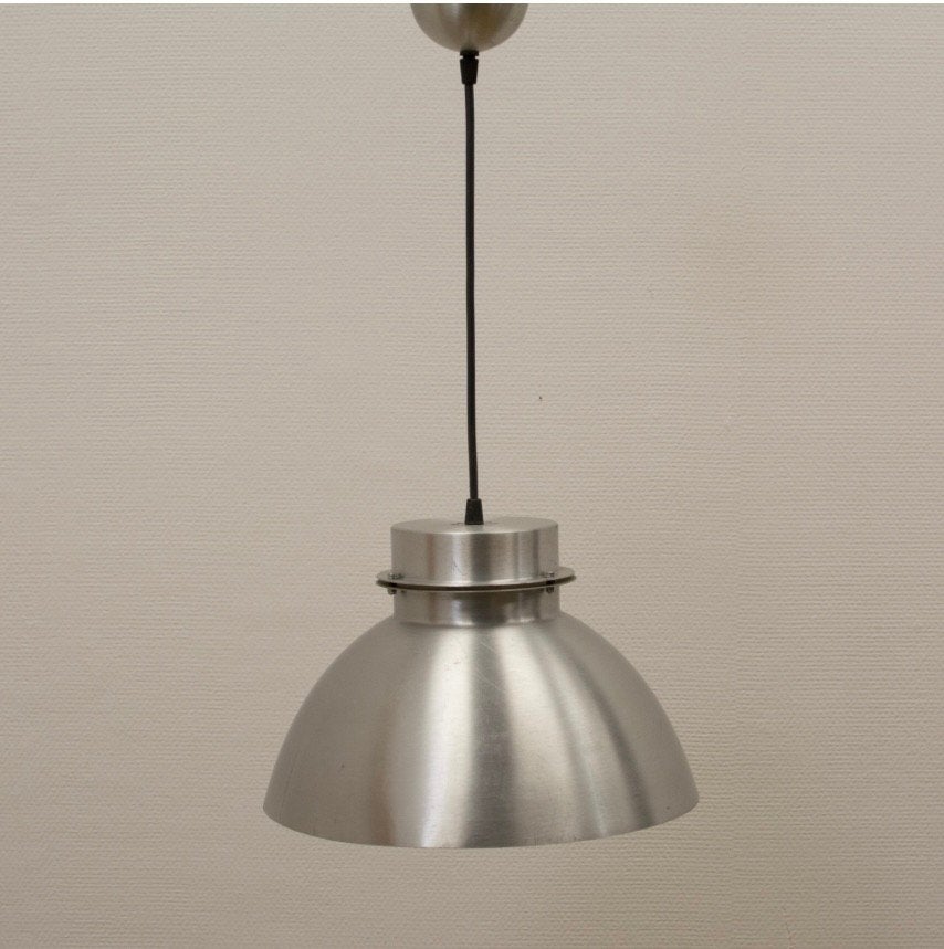 Vintage aluminium hanglamp Aero of London jaren 90, Gebruikt, Vintage, Ophalen of Verzenden, Aluminium