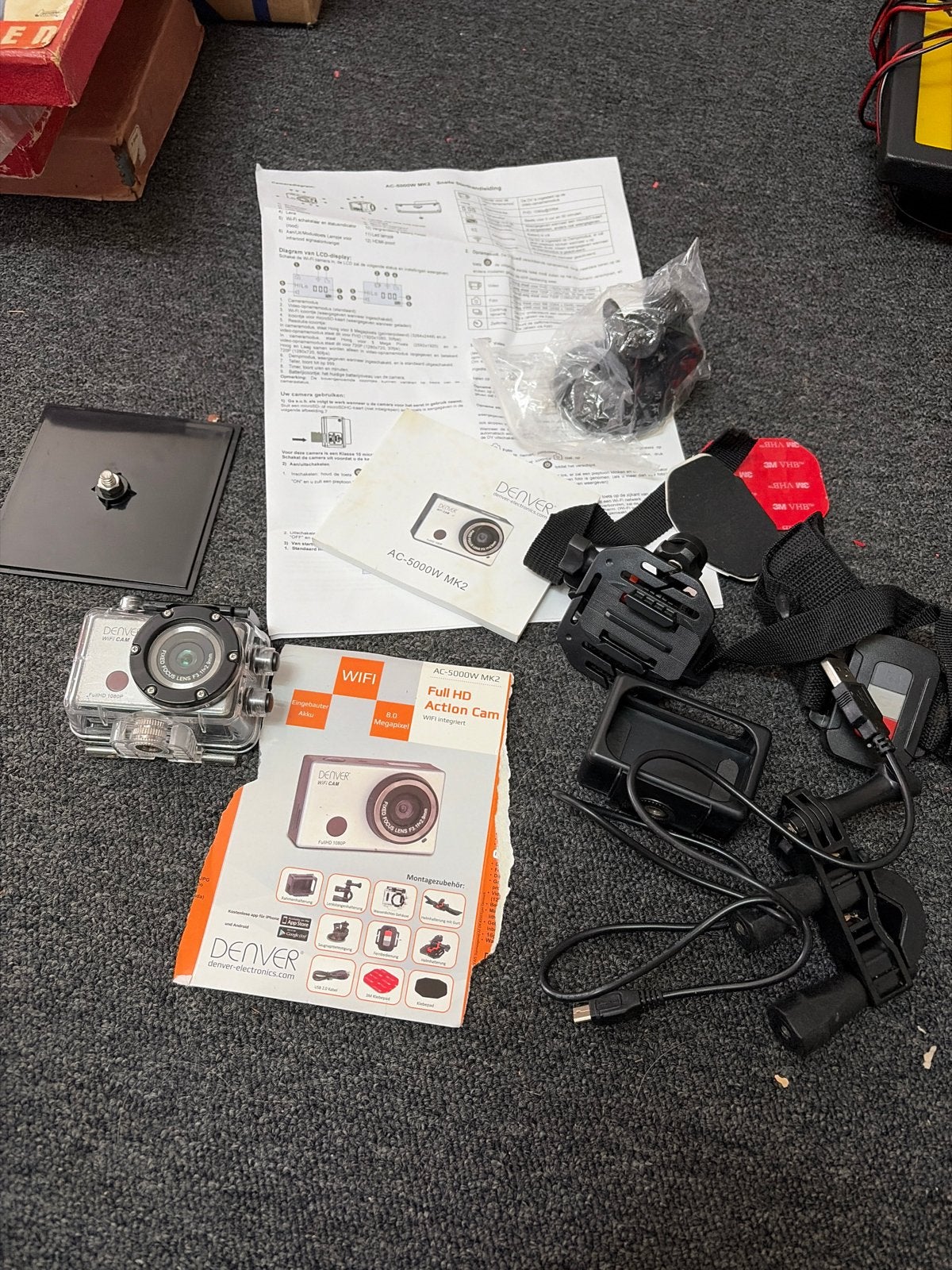 Denver AC-5000W MK2 Full HD Action Cam met accessoires, Ophalen of Verzenden, Gebruikt, Overige merken