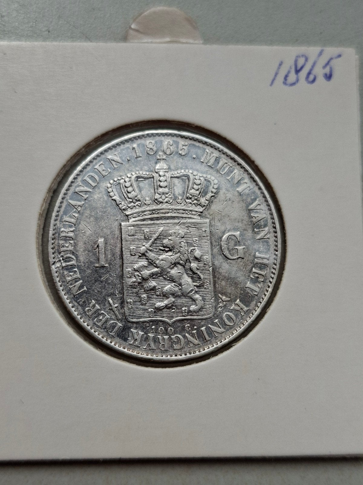 1 gulden 1865 willem 3 III, 1 gulden, Koning Willem III, Zilver, Ophalen of Verzenden