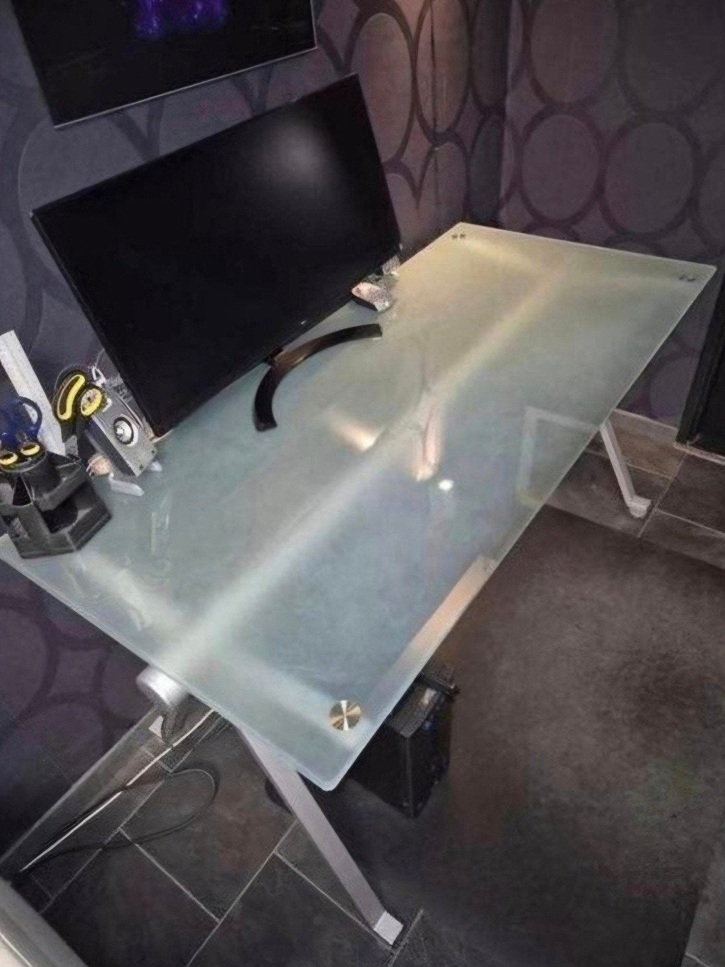 Gratis bureau met glasplaat en RVS poten, Ophalen of Verzenden