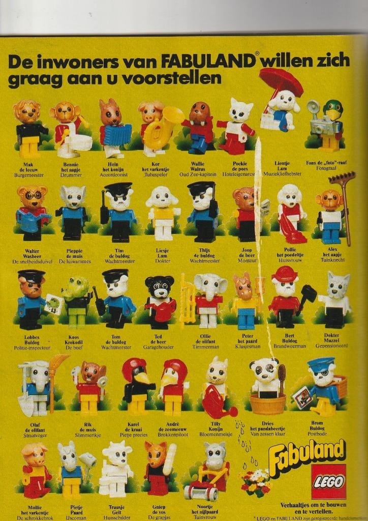 Retro reclame 1984 Lego Fabuland alle poppetjes, Verzenden, Overige typen