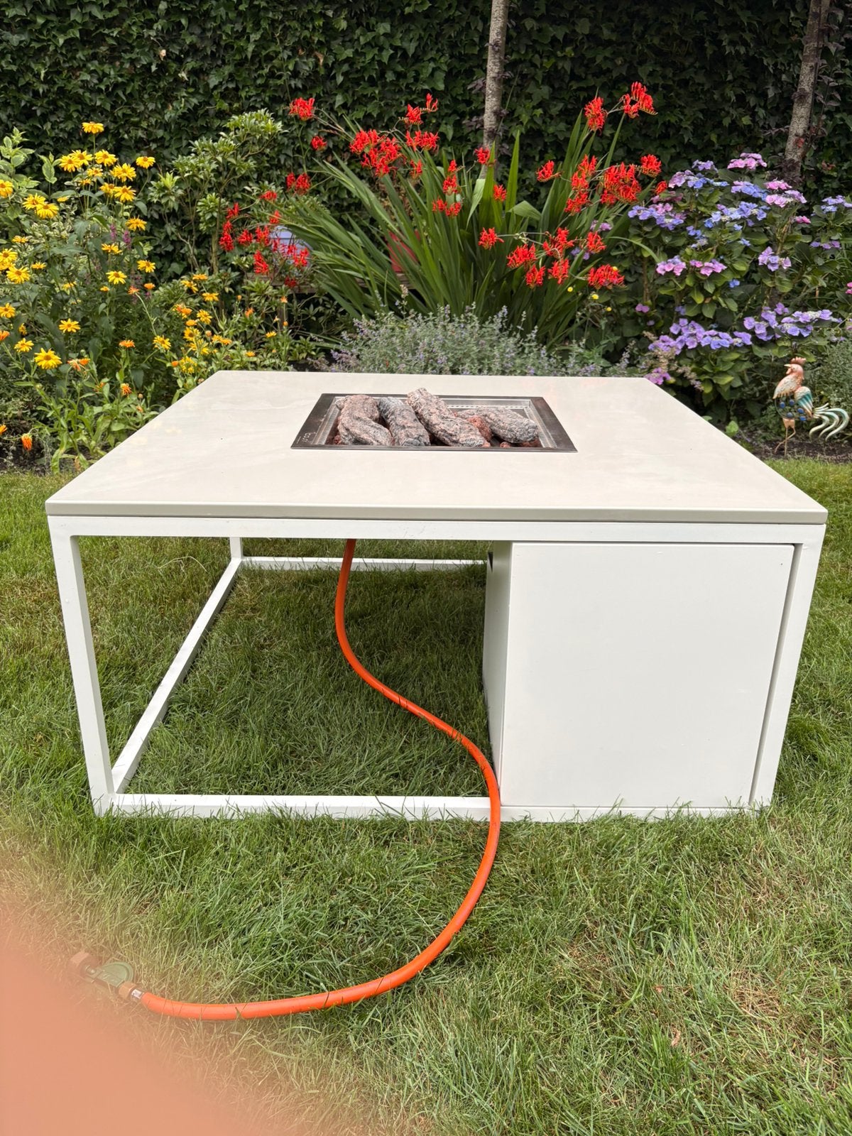 Cosi vuurtafel (gas), Tuin en Terras, Ophalen, Gebruikt, Vierkant, Teakhout