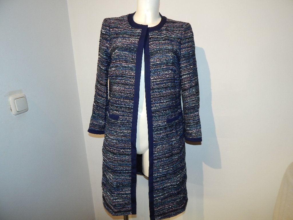 Diane von Furstenberg mooie mantel gemelleerde stof 10/40, Kleding | Dames, Maat 38/40 (M), Meerkleurig, Ophalen of Verzenden