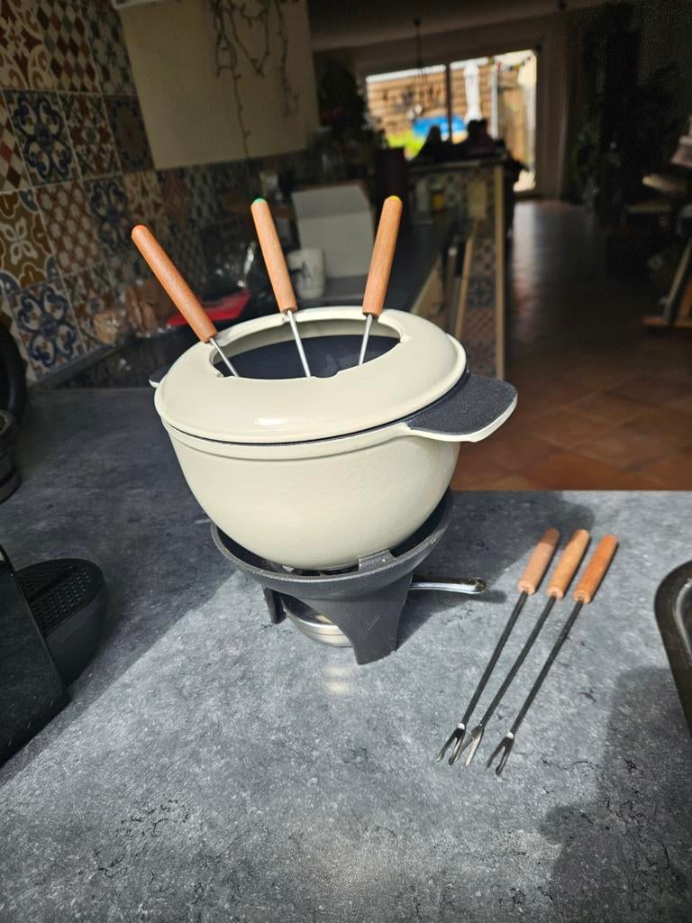 Prachtige (kaas)fondueset, Ophalen of Verzenden, Zo goed als nieuw, Brander, Fondueset