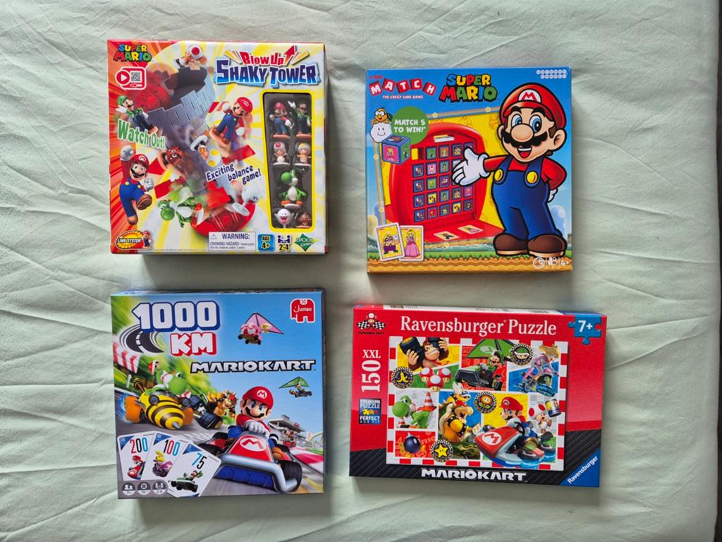 4x Super Mario Spellen: Bordspel, Puzzel, Toren & Match, Ophalen, Meer dan 50 stukjes, Zo goed als nieuw, 6 jaar of ouder