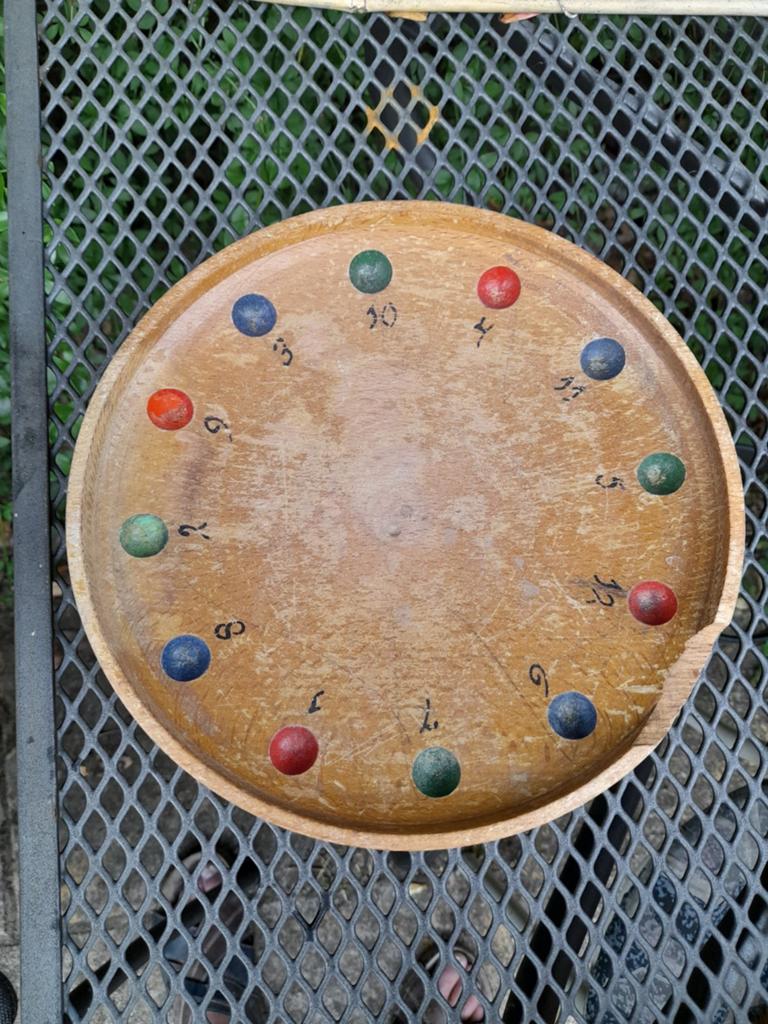 Houten Knikkerspel met gekleurde holletjes en punten, Ophalen of Verzenden