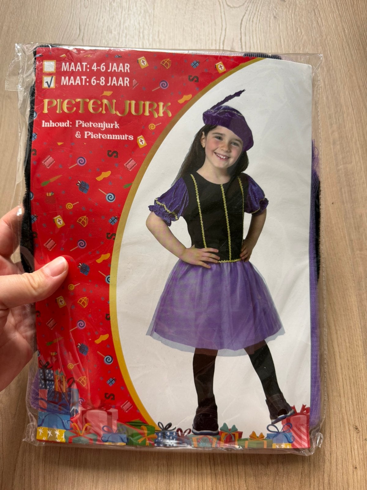 Pietenjurk en Pietenmuts Maat 4-6 jaar Pieten Jurk Pak paars, Ophalen of Verzenden, Nieuw
