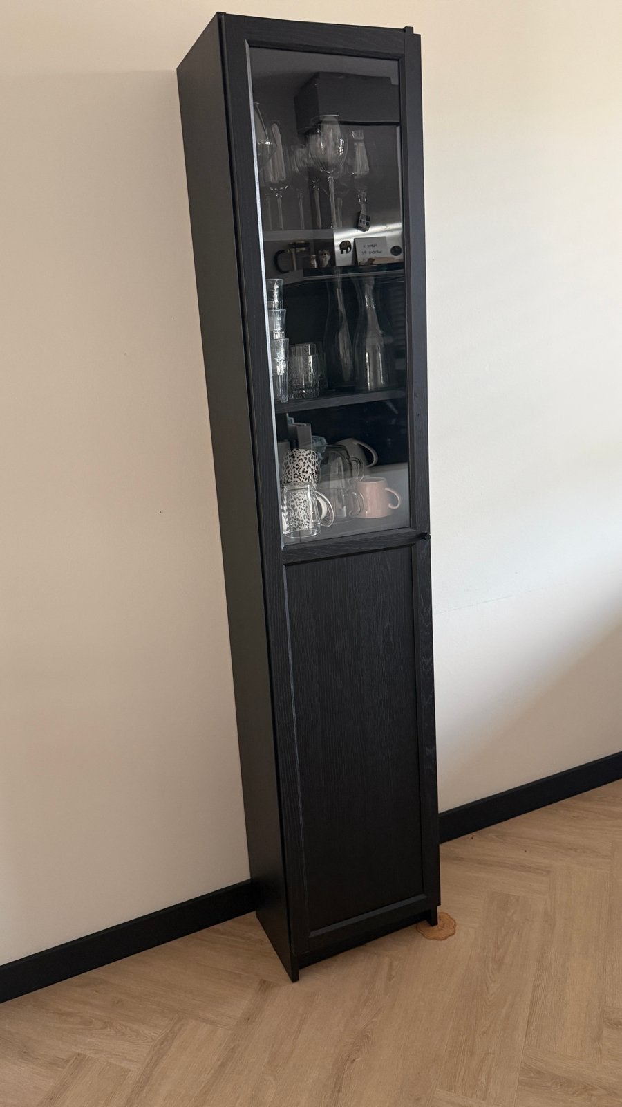 IKEA Billy Boekenkast met glazen deur, zwart, Ophalen, Minder dan 50 cm, 200 cm of meer, Zo goed als nieuw