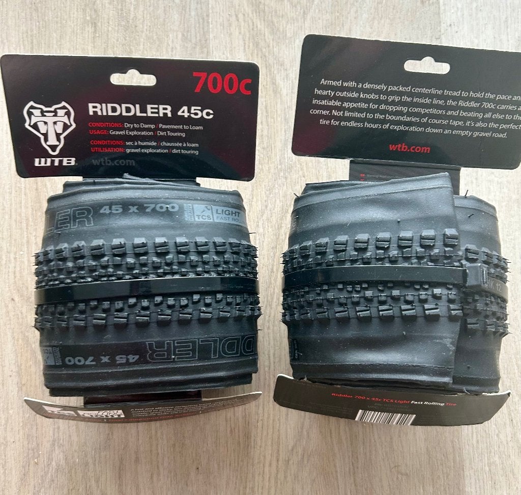 Set WTB Riddler TCS  Tubeless 700C x 45 gravelband zwart, Fietsen en Brommers, Fietsonderdelen, WTB, Band, Nieuw, Ophalen of Verzenden