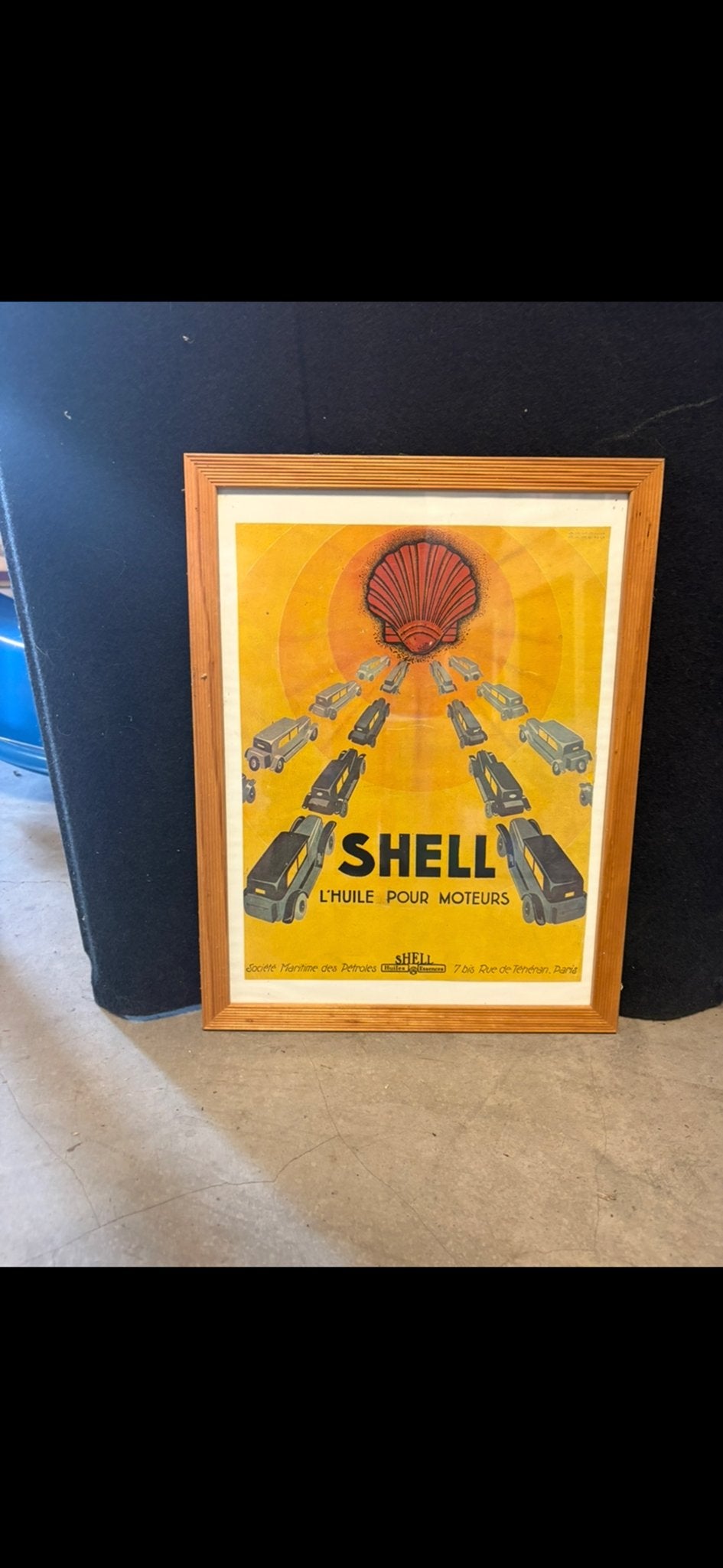 Vintage Shell Reclamebord - L'Huile Pour Moteurs, Ophalen