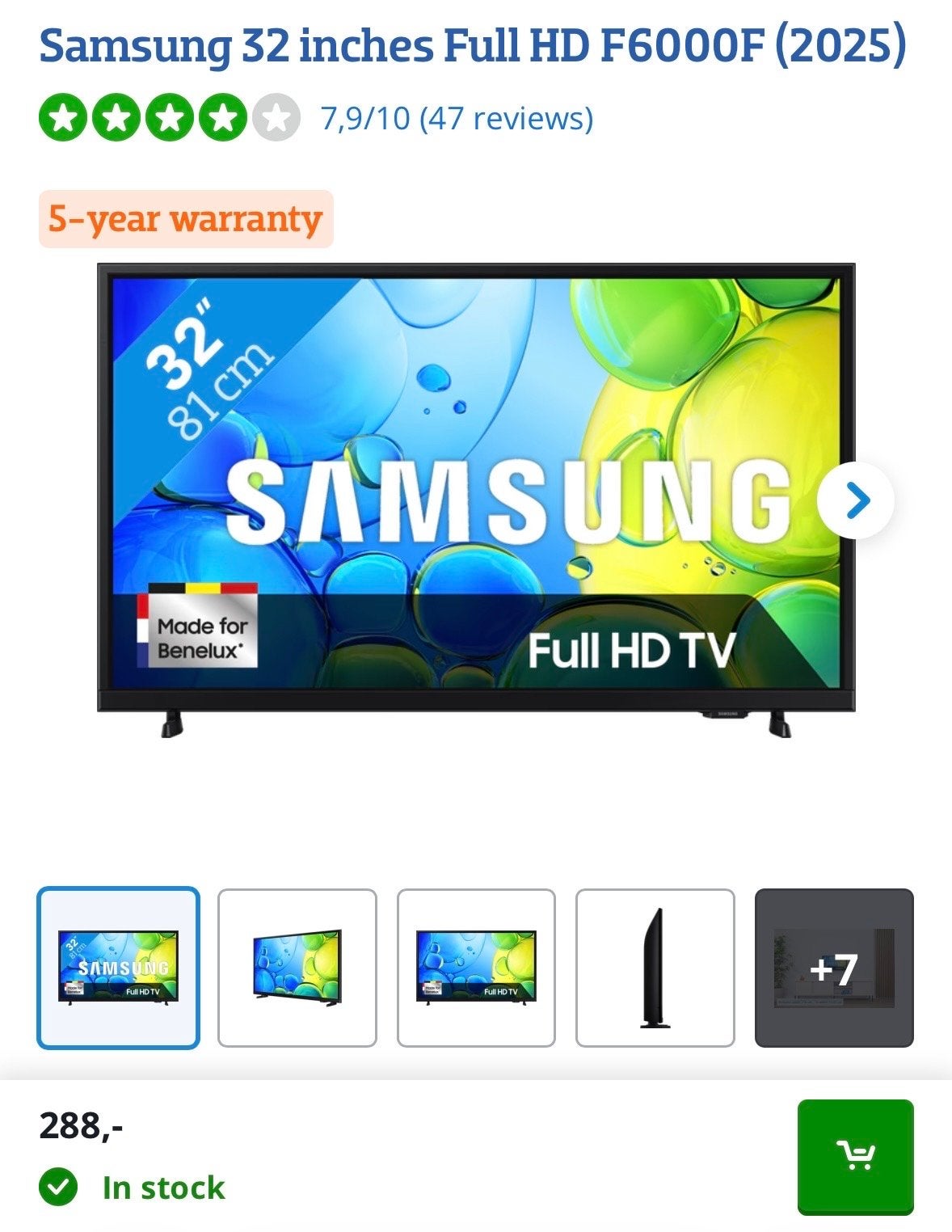 Samsung 32" FHD Smart TV F6000F, Ophalen, 50 Hz, 80 tot 100 cm, Zo goed als nieuw