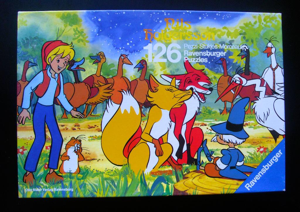 Nils Holgersson Puzzel 1982 Ravensburger Niels Holgersson, Ophalen of Verzenden, Meer dan 50 stukjes, Zo goed als nieuw, 6 jaar of ouder